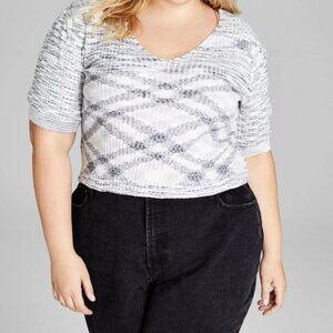 And Now‎ This Knit Top Space-Dyed Plus 3X Black & White Stretchy $34 Scoop Neck